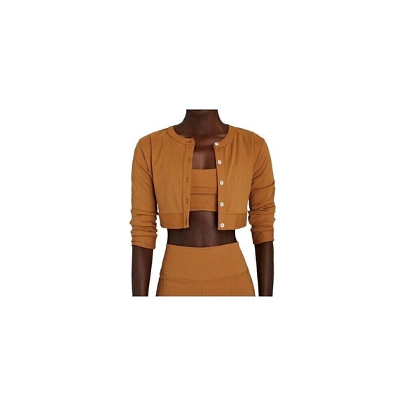 WeWoreWhat Knit Cropped Crewneck Cardigan Button Down Crop Top Size XSmall NWOT - Picture 5 of 13